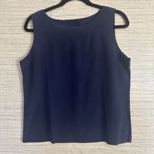 Vintage Navy Silk Shell  Blouse Size 10 Lauren Alexandra